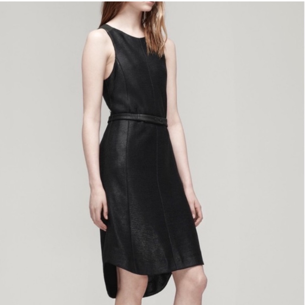 Rag & Bone Olivia Belted Dress Lamb Leather Black Sz 8
